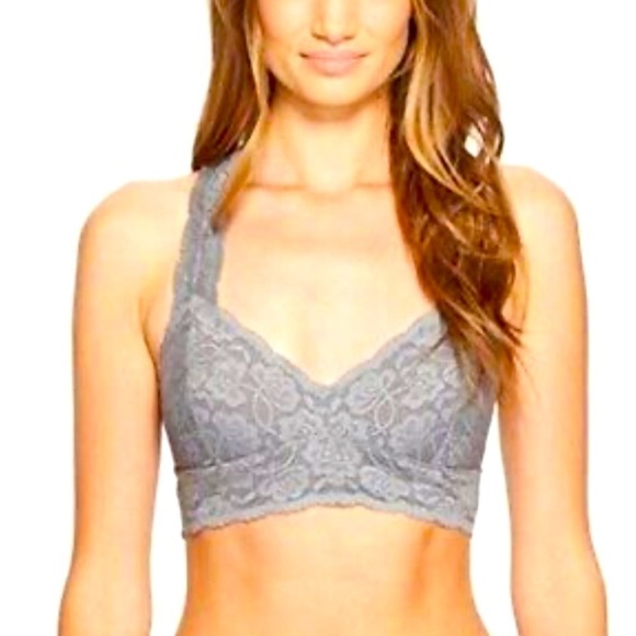 Free People Intimately Lace Galloon Bralette Bra Graphite Grey Size S Razorback - Picture 1 of 9